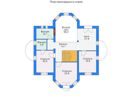Планировка мансардного этажа :: Проект дома из кирпича 36-03