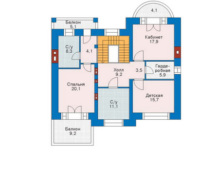 Планировка второго этажа :: Проект дома из кирпича 36-11