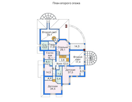 Планировка второго этажа :: Проект дома из кирпича 36-21