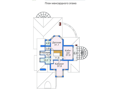 Планировка мансардного этажа :: Проект дома из кирпича 36-21