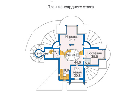 Планировка мансардного этажа :: Проект дома из кирпича 36-24