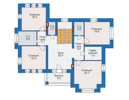 Планировка второго этажа :: Проект дома из кирпича 36-25