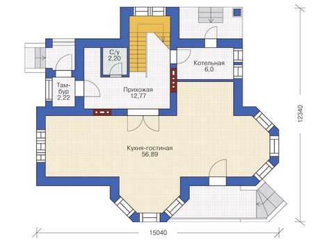 Планировка первого этажа :: Проект дома из кирпича 36-43