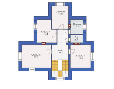 Планировка мансардного этажа :: Проект дома из кирпича 36-46