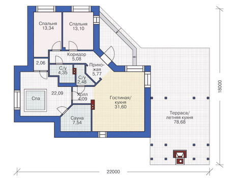 Планировка первого этажа :: Проект дома из кирпича 36-53