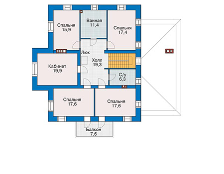 Планировка второго этажа :: Проект дома из кирпича 36-55