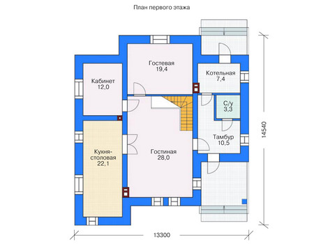 Планировка первого этажа :: Проект дома из кирпича 36-61