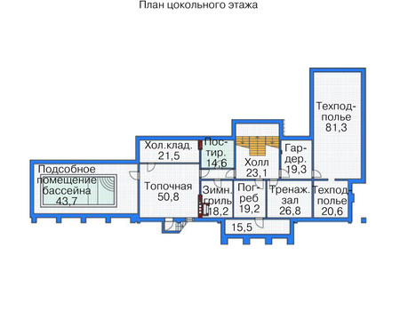 Планировка цокольного этажа :: Проект дома из кирпича 36-67