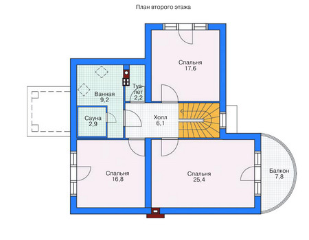 Планировка второго этажа :: Проект дома из кирпича 36-68