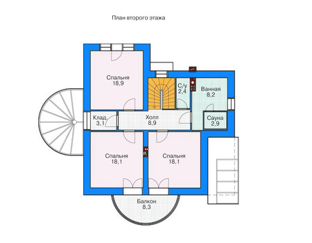 Планировка второго этажа :: Проект дома из кирпича 36-70