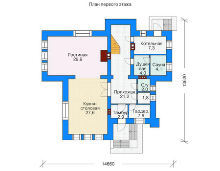 Планировка первого этажа :: Проект дома из кирпича 36-71
