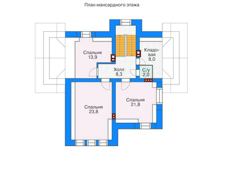Планировка мансардного этажа :: Проект дома из кирпича 36-71