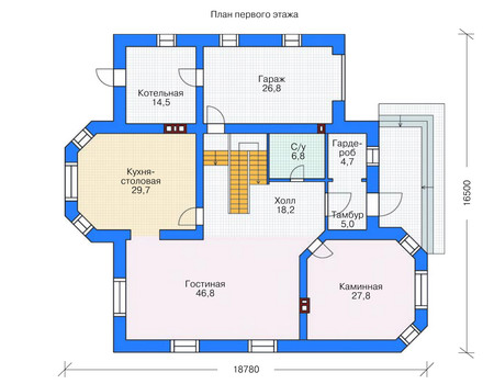 Планировка первого этажа :: Проект дома из кирпича 36-75
