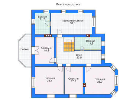 Планировка второго этажа :: Проект дома из кирпича 36-75