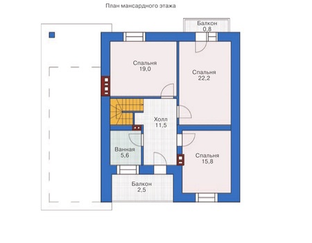 Планировка мансардного этажа :: Проект дома из кирпича 36-78