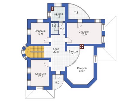 Планировка второго этажа :: Проект дома из кирпича 36-81