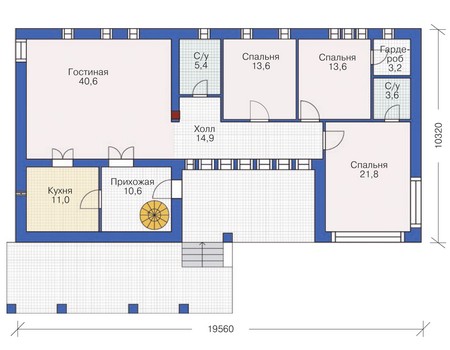 Планировка первого этажа :: Проект дома из кирпича 36-82