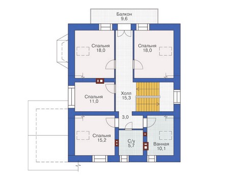 Планировка мансардного этажа :: Проект дома из кирпича 36-88