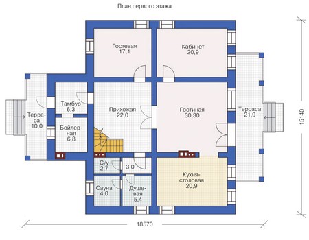 Планировка первого этажа :: Проект дома из кирпича 36-94