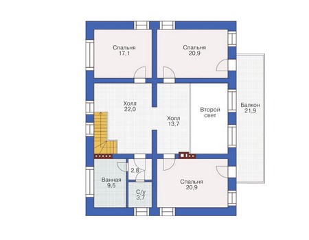 Планировка мансардного этажа :: Проект дома из кирпича 36-94