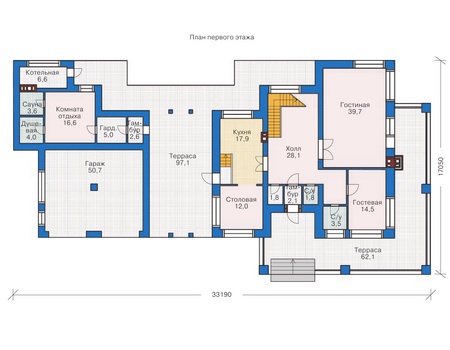 Планировка первого этажа :: Проект дома из кирпича 36-96