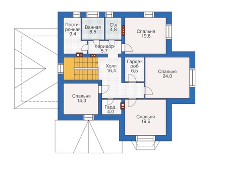 Планировка мансардного этажа :: Проект дома из кирпича 37-00