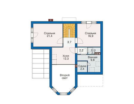 Планировка второго этажа :: Проект дома из кирпича 37-06