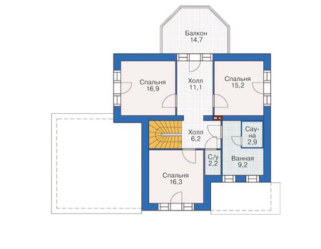 Планировка второго этажа :: Проект дома из кирпича 37-08