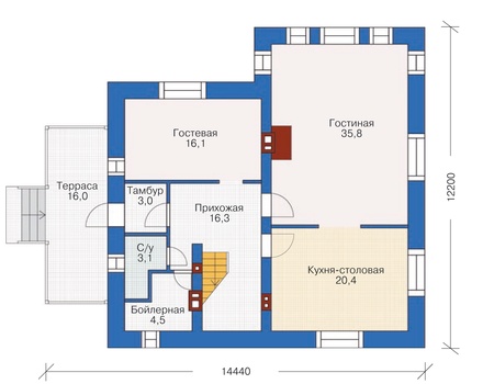Планировка первого этажа :: Проект дома из кирпича 37-10