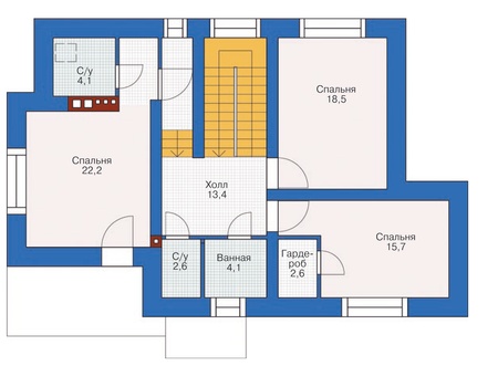 Планировка второго этажа :: Проект дома из кирпича 37-15