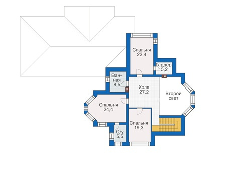 Планировка второго этажа :: Проект дома из кирпича 37-20