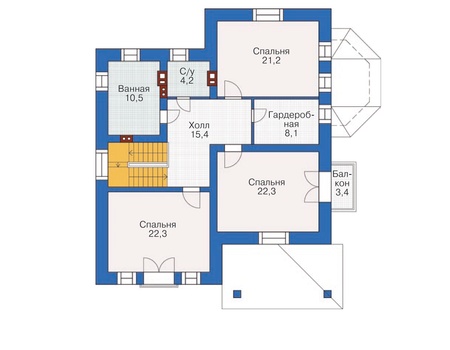 Планировка второго этажа :: Проект дома из кирпича 37-21