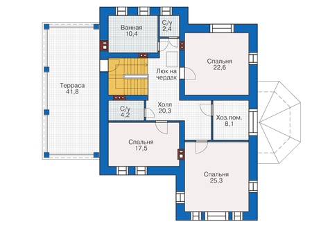 Планировка второго этажа :: Проект дома из кирпича 37-24