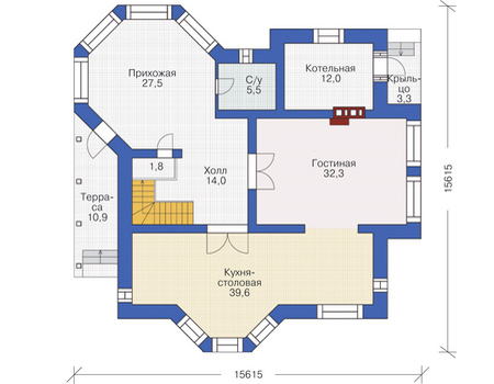 Планировка первого этажа :: Проект дома из кирпича 37-28