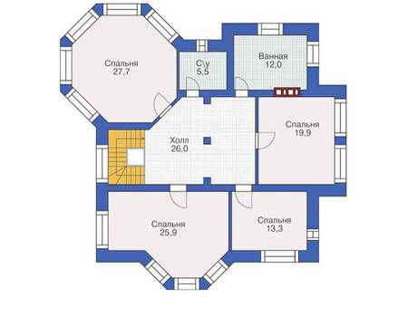Планировка второго этажа :: Проект дома из кирпича 37-28
