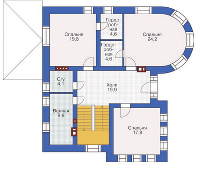 Планировка второго этажа :: Проект дома из кирпича 37-30
