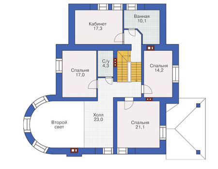 Планировка мансардного этажа :: Проект дома из кирпича 37-35