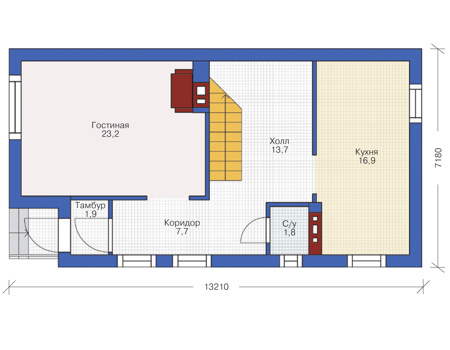 Планировка первого этажа :: Проект дома из кирпича 37-41
