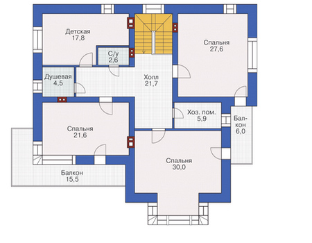 Планировка второго этажа :: Проект дома из кирпича 37-43