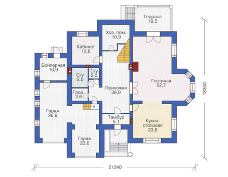 Планировка первого этажа :: Проект дома из кирпича 37-46