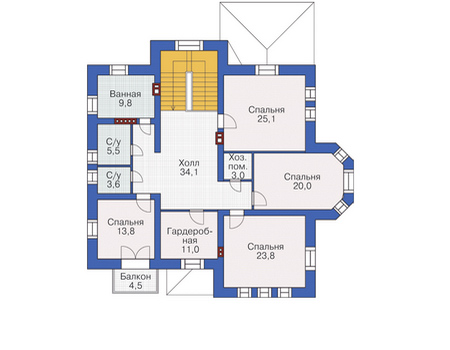 Планировка второго этажа :: Проект дома из кирпича 37-47