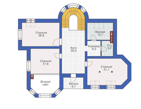 Планировка мансардного этажа :: Проект дома из кирпича 37-49