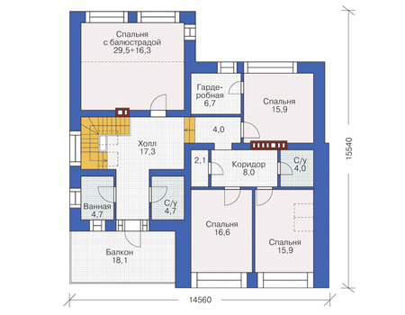 Планировка мансардного этажа :: Проект дома из кирпича 37-50