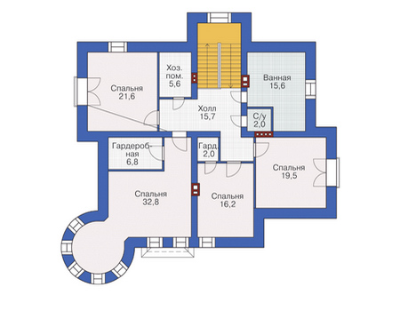 Планировка мансардного этажа :: Проект дома из кирпича 37-51