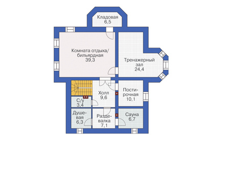 Планировка цокольного этажа :: Проект дома из кирпича 37-56