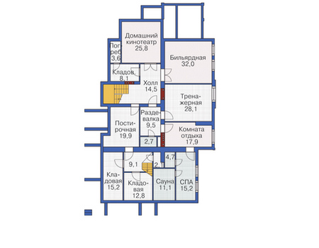 Планировка цокольного этажа :: Проект дома из кирпича 37-60