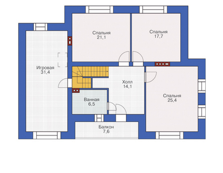 Планировка мансардного этажа :: Проект дома из кирпича 37-67