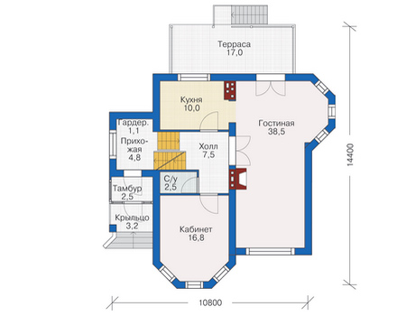 Планировка первого этажа :: Проект дома из кирпича 37-68