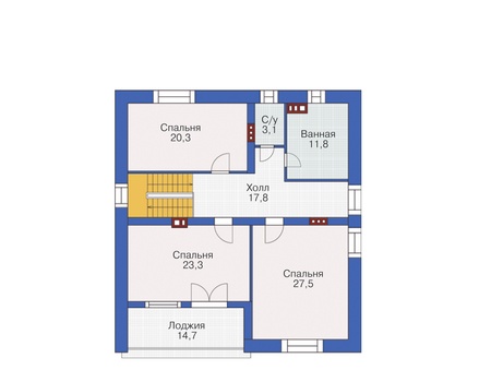 Планировка мансардного этажа :: Проект дома из кирпича 37-71