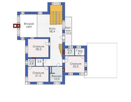 Планировка второго этажа :: Проект дома из кирпича 37-74